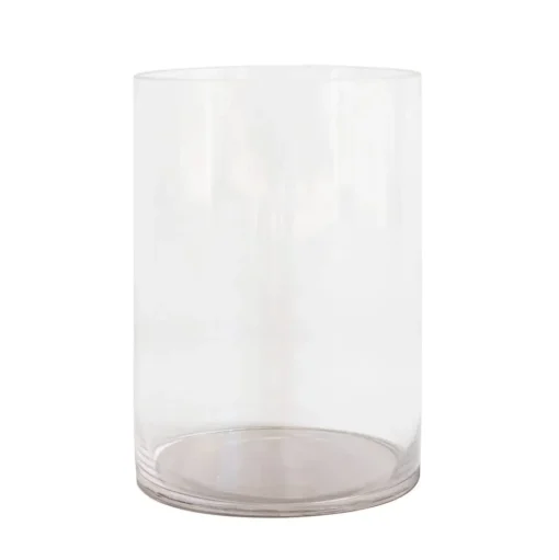 Vase en verre avec base chrome, 10 x 7″