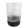 Vase en verre avec base noire, 10 x 7″
