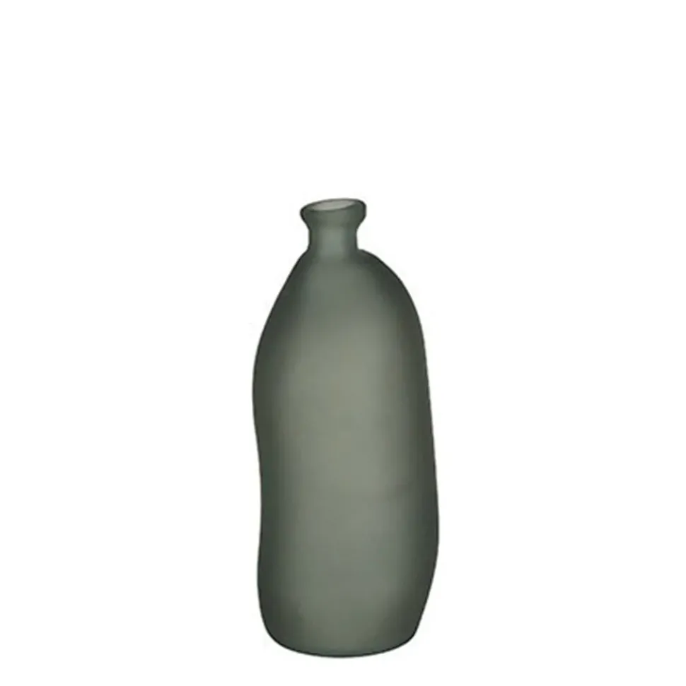 Vase irrégulier vert forêt en verre recyclé, 14 x 5″