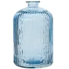 Vase soliflore bleu strié en verre recyclé, 9 x 6″
