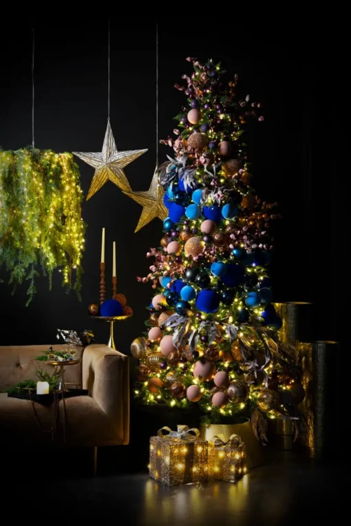 Velvet blue Christmas ball ornaments, 4"