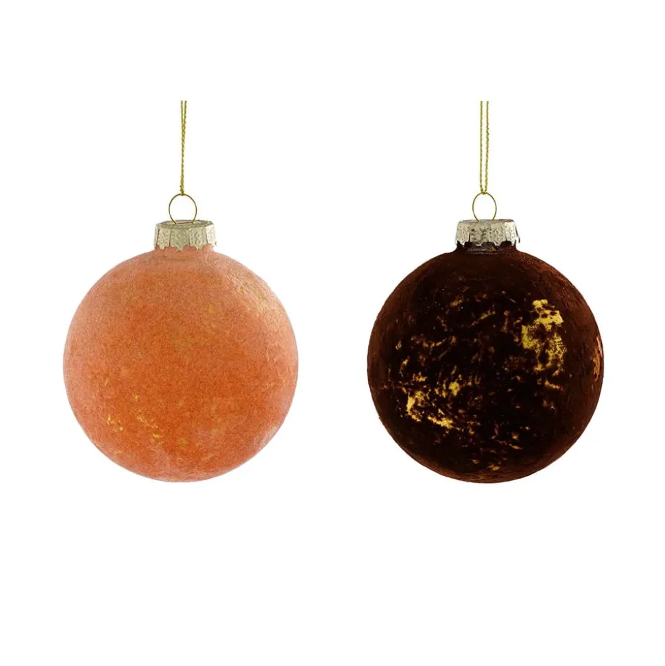 Warm colored velvet glass Christmas ornament, 3"