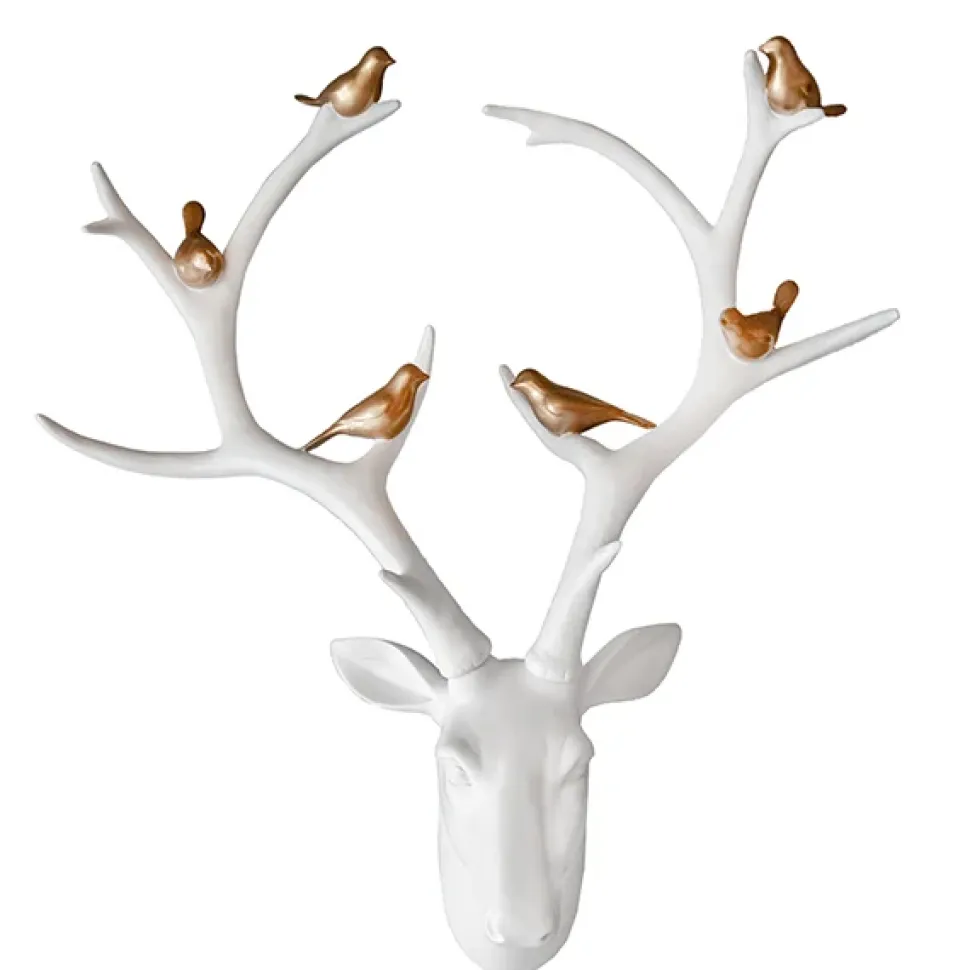 White And Gold Stag Head  Jewelry Holder 28″