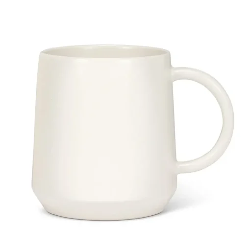 White stoneware coffee mug, 12 oz