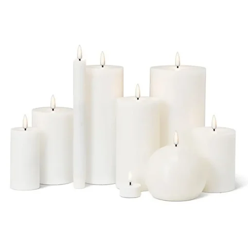 White wax LED candle, 6 x 3"