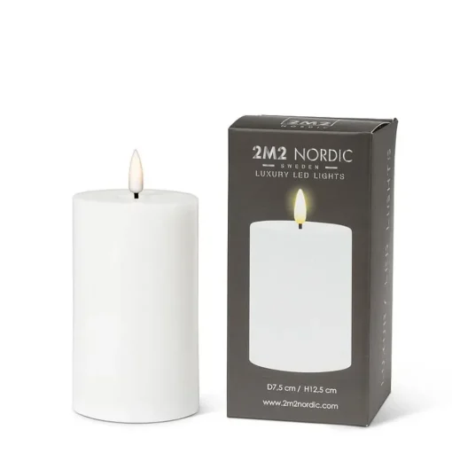 White wax LED candle, 5 x 3"